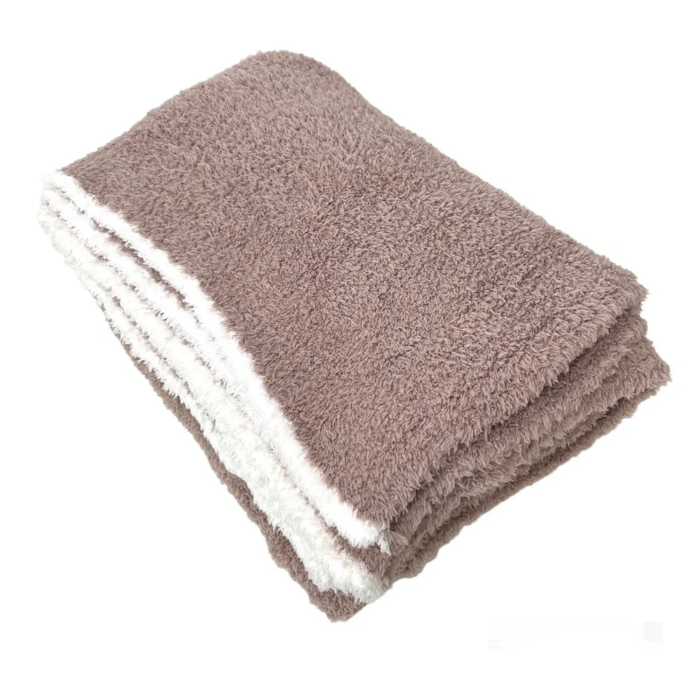 BAREFOOT DREAMS CozyChic Contrast Tip Throw Blanket NEW Vintage Rose Rare